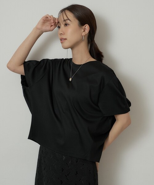 UNTITLED（アンタイトル）の「【汗染み防止/接触冷感】ドルマンプルオーバー（Tシャツ/カットソー・レディース・グリーン/ホワイト/ブラック/キャメル/ピンク/パープル・48/50/00/02/04/44）」の12枚目の写真