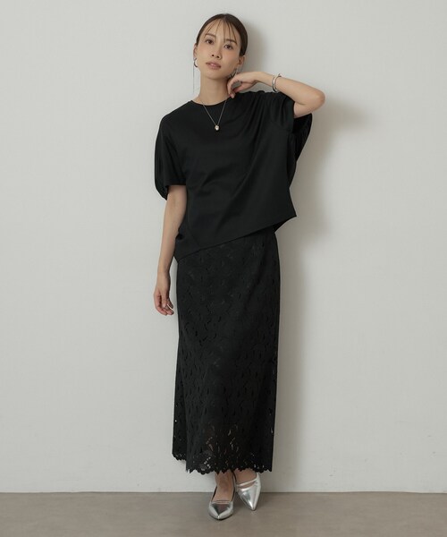 UNTITLED（アンタイトル）の「【汗染み防止/接触冷感】ドルマンプルオーバー（Tシャツ/カットソー・レディース・グリーン/ホワイト/ブラック/キャメル/ピンク/パープル・48/50/00/02/04/44）」の21枚目の写真