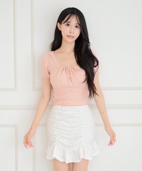 ALLuRing ChaRm(アリュリングチャーム)の「Square Ribbon Knit Blouse / スクエアリボンニットブラウス(シャツ/ブラウス・レディース・ブラック/ホワイト/グレー/ピンク・FREE)」の21枚目の写真