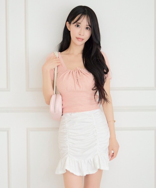ALLuRing ChaRm(アリュリングチャーム)の「Square Ribbon Knit Blouse / スクエアリボンニットブラウス(シャツ/ブラウス・レディース・ブラック/ホワイト/グレー/ピンク・FREE)」の22枚目の写真