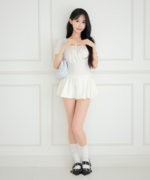 ALLuRing ChaRm(アリュリングチャーム)の「Square Ribbon Knit Blouse / スクエアリボンニットブラウス(シャツ/ブラウス・レディース・ブラック/ホワイト/グレー/ピンク・FREE)」の9枚目の写真