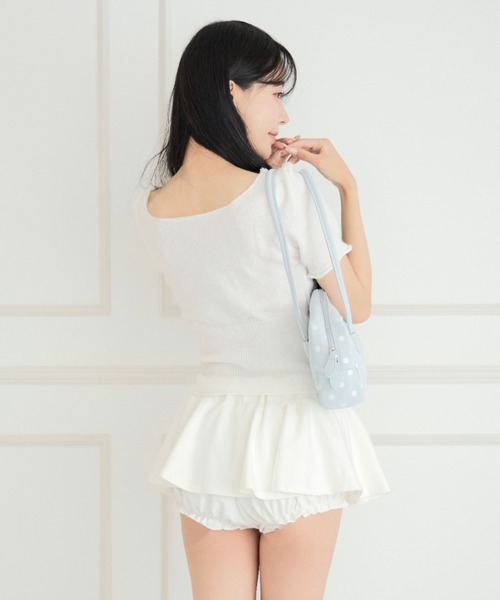 ALLuRing ChaRm(アリュリングチャーム)の「Square Ribbon Knit Blouse / スクエアリボンニットブラウス(シャツ/ブラウス・レディース・ブラック/ホワイト/グレー/ピンク・FREE)」の7枚目の写真