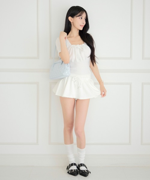 ALLuRing ChaRm(アリュリングチャーム)の「Square Ribbon Knit Blouse / スクエアリボンニットブラウス(シャツ/ブラウス・レディース・ブラック/ホワイト/グレー/ピンク・FREE)」の10枚目の写真