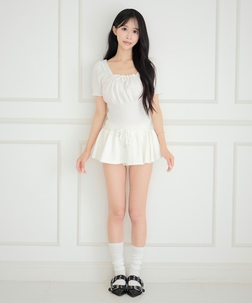 ALLuRing ChaRm(アリュリングチャーム)の「Square Ribbon Knit Blouse / スクエアリボンニットブラウス(シャツ/ブラウス・レディース・ブラック/ホワイト/グレー/ピンク・FREE)」の8枚目の写真