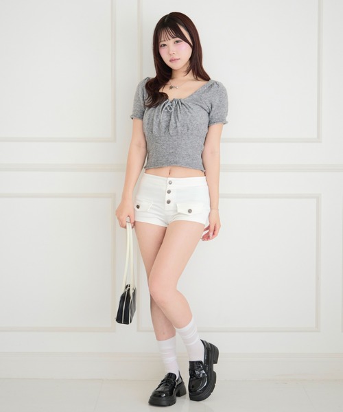 ALLuRing ChaRm(アリュリングチャーム)の「Square Ribbon Knit Blouse / スクエアリボンニットブラウス(シャツ/ブラウス・レディース・ブラック/ホワイト/グレー/ピンク・FREE)」の18枚目の写真