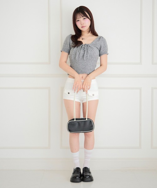 ALLuRing ChaRm(アリュリングチャーム)の「Square Ribbon Knit Blouse / スクエアリボンニットブラウス(シャツ/ブラウス・レディース・ブラック/ホワイト/グレー/ピンク・FREE)」の19枚目の写真