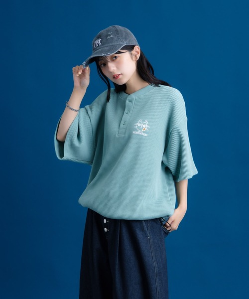 Remember.(リメンバー)の「ヘンリーネックサーマルドローコードTシャツ / Henley Neck Thermal Drawcord T-Shirt(Tシャツ/カットソー・メンズ・カモフラージュ/ブラック/ライトグリーン・MEDIUM/LARGE)」の21枚目の写真