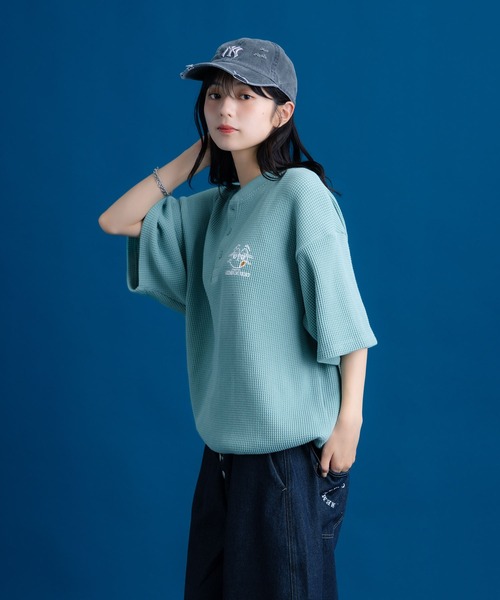 Remember.(リメンバー)の「ヘンリーネックサーマルドローコードTシャツ / Henley Neck Thermal Drawcord T-Shirt(Tシャツ/カットソー・メンズ・カモフラージュ/ブラック/ライトグリーン・MEDIUM/LARGE)」の22枚目の写真