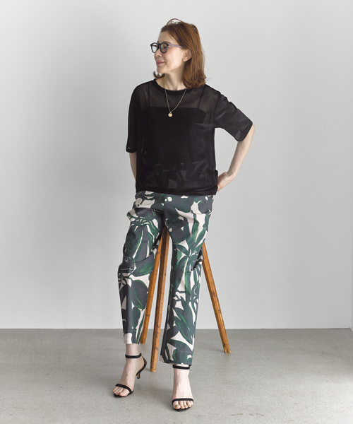 VERMEIL par iena(ヴェルメイユパーイエナ)の「ベロアメッシュプルオーバー(Tシャツ/カットソー・レディース・ブラック/ベージュ系その他・FREE)」の5枚目の写真