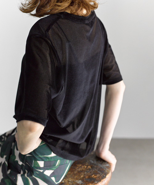 VERMEIL par iena(ヴェルメイユパーイエナ)の「ベロアメッシュプルオーバー(Tシャツ/カットソー・レディース・ブラック/ベージュ系その他・FREE)」の7枚目の写真