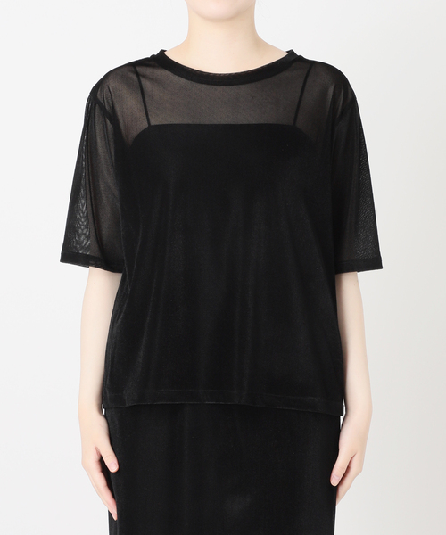 VERMEIL par iena(ヴェルメイユパーイエナ)の「ベロアメッシュプルオーバー(Tシャツ/カットソー・レディース・ブラック/ベージュ系その他・FREE)」の13枚目の写真