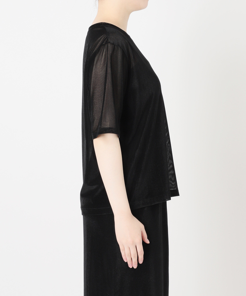 VERMEIL par iena(ヴェルメイユパーイエナ)の「ベロアメッシュプルオーバー(Tシャツ/カットソー・レディース・ブラック/ベージュ系その他・FREE)」の16枚目の写真