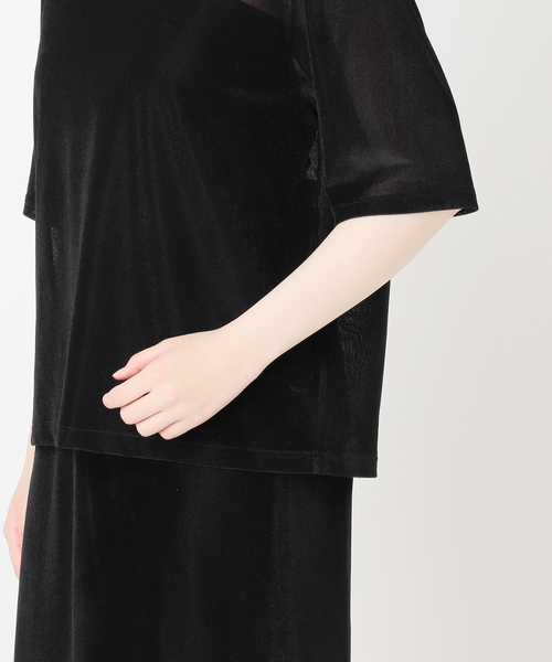 VERMEIL par iena(ヴェルメイユパーイエナ)の「ベロアメッシュプルオーバー(Tシャツ/カットソー・レディース・ブラック/ベージュ系その他・FREE)」の18枚目の写真