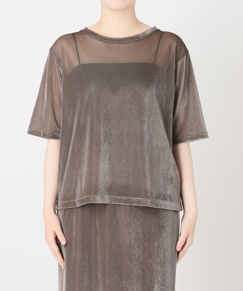 VERMEIL par iena(ヴェルメイユパーイエナ)の「ベロアメッシュプルオーバー(Tシャツ/カットソー・レディース・ブラック/ベージュ系その他・FREE)」の21枚目の写真