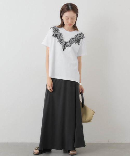 SLOBE IENA(スローブイエナ)の「アイラッシュレースTシャツ(Tシャツ/カットソー・レディース・ホワイト/グレー/ブラック・FREE)」の5枚目の写真