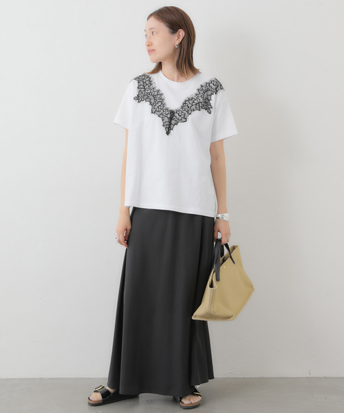 SLOBE IENA(スローブイエナ)の「アイラッシュレースTシャツ(Tシャツ/カットソー・レディース・ホワイト/グレー/ブラック・FREE)」の6枚目の写真