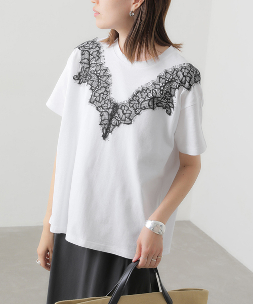 SLOBE IENA(スローブイエナ)の「アイラッシュレースTシャツ(Tシャツ/カットソー・レディース・ホワイト/グレー/ブラック・FREE)」の11枚目の写真