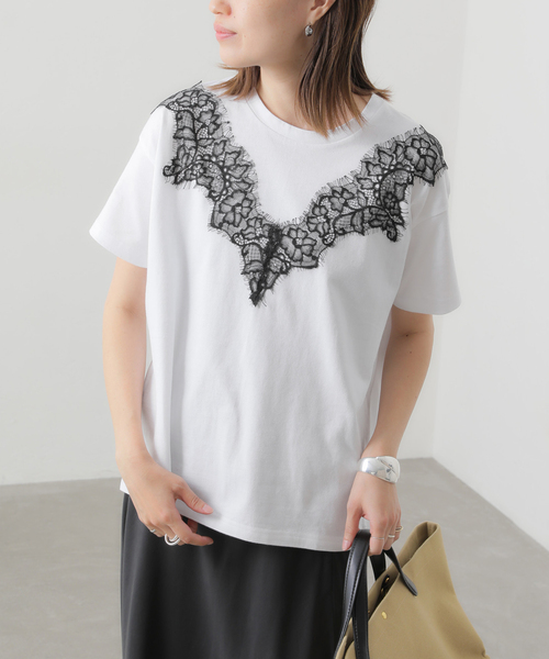 SLOBE IENA(スローブイエナ)の「アイラッシュレースTシャツ(Tシャツ/カットソー・レディース・ホワイト/グレー/ブラック・FREE)」の12枚目の写真