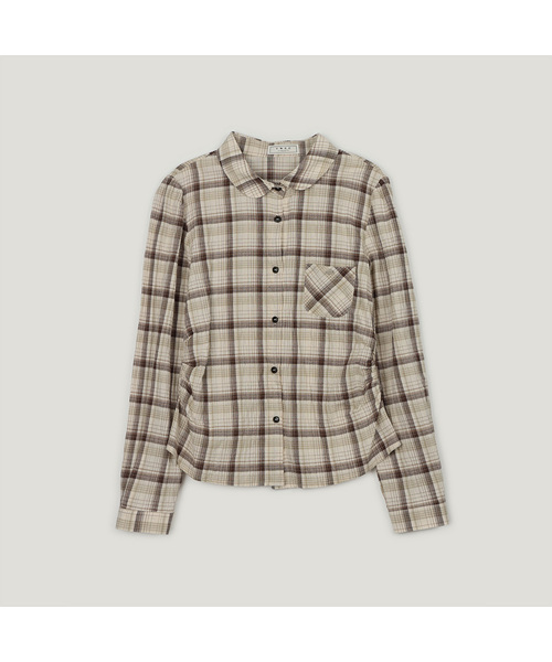 TWEE(トゥウィー)の「ケンダーチェックシャーリングスリム長袖シャツ(シャツ/ブラウス・レディース・ブラウン/ブラック・FREE)」の2枚目の写真