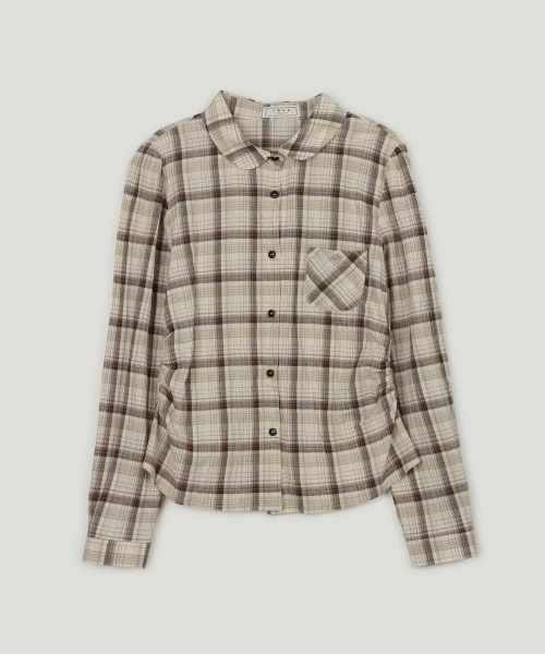 TWEE(トゥウィー)の「ケンダーチェックシャーリングスリム長袖シャツ(シャツ/ブラウス・レディース・ブラウン/ブラック・FREE)」の6枚目の写真