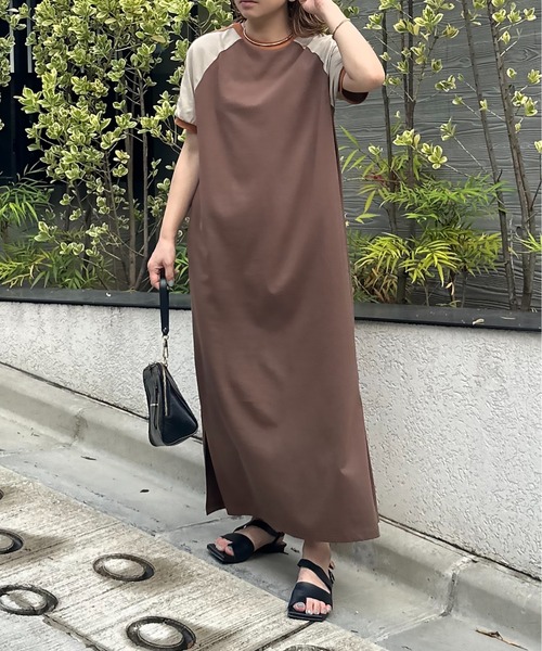 mi via loca（ミヴィアロカ）の「Vintageライク配色ラインワンピース（ワンピース・レディース・グリーン/ブラウン/グレー・FREE）」の11枚目の写真