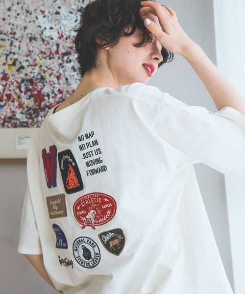 niko and...(ニコアンド)の「アソートワッペンTシャツ(Tシャツ/カットソー・レディース・ネイビー/ライトイエロー/オフホワイト・LARGE/MEDIUM)」の8枚目の写真