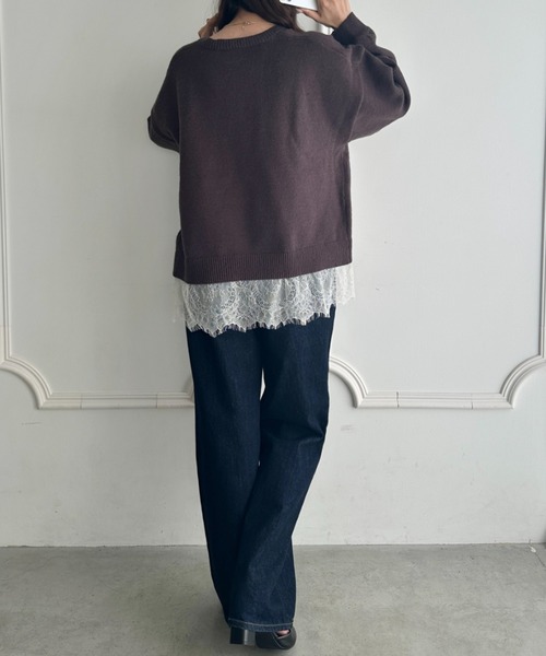 MYMOOD.（マイムード）の「裾レースレイヤードアルパカニットプルオーバー（ニット/セーター・レディース・ブラック/ベージュ/ブラウン/グレー・FREE）」の22枚目の写真