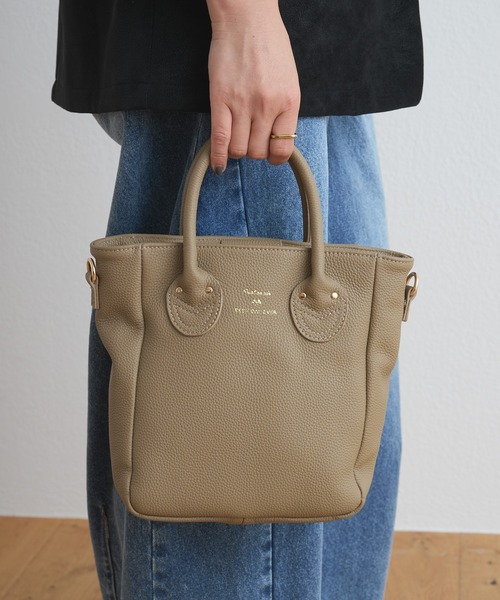 PUAL CE CIN(ピュアルセシン)の「【本革】レザー2WAYミニトートBAG(トートバッグ・レディース・ベージュ/ブラック・FREE)」の4枚目の写真
