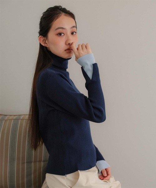 miette(ミエット)の「袖口スリットタートルニット(ニット/セーター・レディース・ブラウン/グレー/ネイビー・FREE)」の3枚目の写真