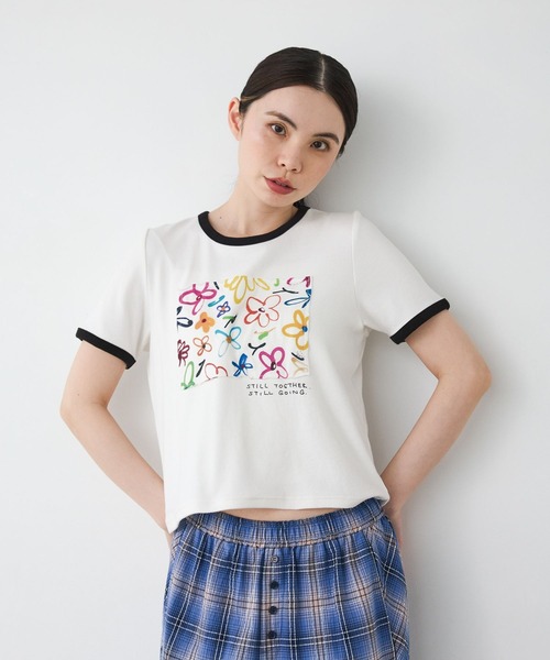 JEANASIS(ジーナシス)の「【kurry×JEANASIS】リンガーTEE/1043159(Tシャツ/カットソー・レディース・オレンジ/ホワイト/ブラック・FREE)」の1枚目の写真