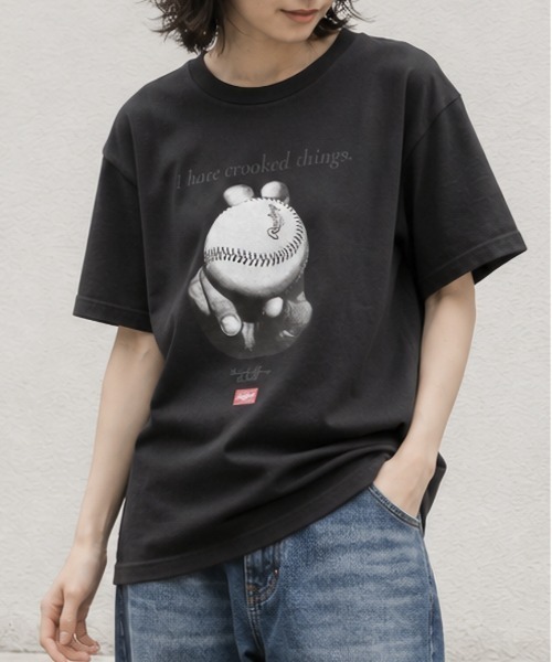 Rawlings（ローリングス）の「【Rawlings/ローリングス】STRAIGHT T / 半袖クルーネックTシャツ（Tシャツ/カットソー・レディース・ライトグレー/ブラック/ホワイト・X-LARGE/LARGE）」の2枚目の写真