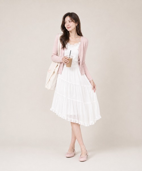 KONVINI(コンビニ)の「【KONVINI select】チュールスカート レディース バレエコア ドットチュール 重ね着レイヤード シアースカート 韓国ファッション(スカート・レディース・ホワイト/ブラック系その他/ホワイト系その他・FREE)」の2枚目の写真