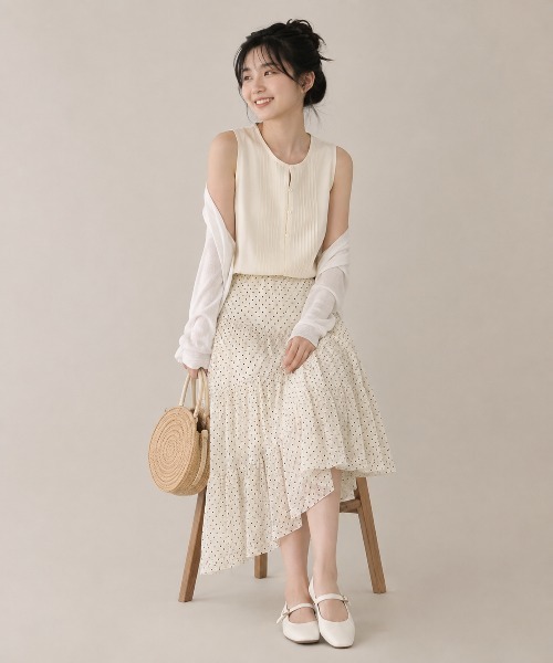 KONVINI(コンビニ)の「【KONVINI select】チュールスカート レディース バレエコア ドットチュール 重ね着レイヤード シアースカート 韓国ファッション(スカート・レディース・ホワイト/ブラック系その他/ホワイト系その他・FREE)」の11枚目の写真