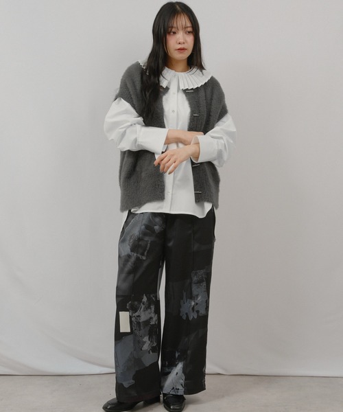 palm RICHE(ポームリシュ)の「フェザーニットベスト(ニット/セーター・レディース・チャコールグレー/オフホワイト/オレンジ系その他・M)」の13枚目の写真
