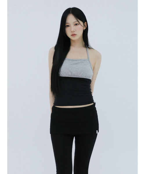 UGLY SHADOW(アグリーシャドウ)の「シャーリングコントラストタンクトップ(グレー)(Tシャツ/カットソー・レディース・その他・1/2)」の1枚目の写真