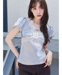 LILY BROWN | ヴィンテージレースサテントップス(Tシャツ/カットソー)