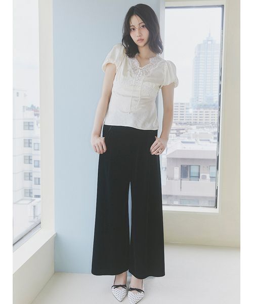LILY BROWN(リリーブラウン)の「ヴィンテージレースサテントップス(Tシャツ/カットソー・レディース・ライトブルー/ブラック/アイボリー/ピンク・F)」の18枚目の写真