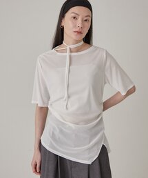 【肩紐のアレンジ可能◎】シアーベロアドロストTシャツ
