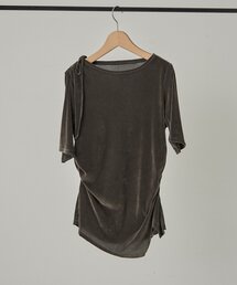 Omekashi | 【肩紐のアレンジ可能◎】シアーベロアドロストTシャツ(Tシャツ/カットソー)