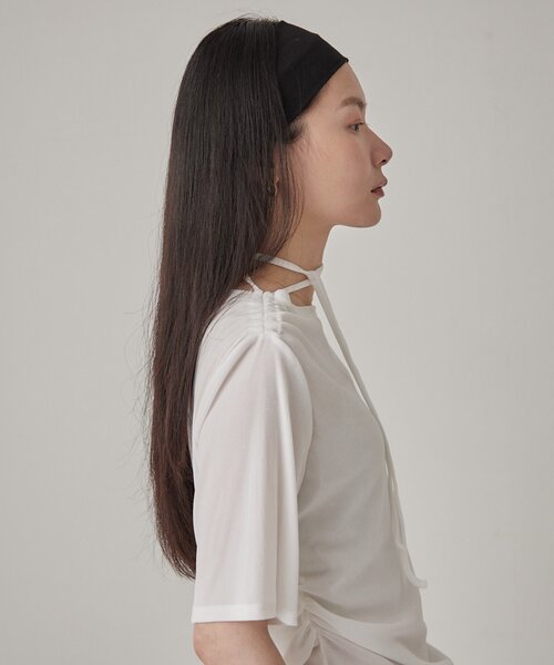 Omekashi(オメカシ)の「【肩紐のアレンジ可能◎】シアーベロアドロストTシャツ(Tシャツ/カットソー・レディース・チャコールグレー/ブラウン/オフホワイト・FREE)」の13枚目の写真