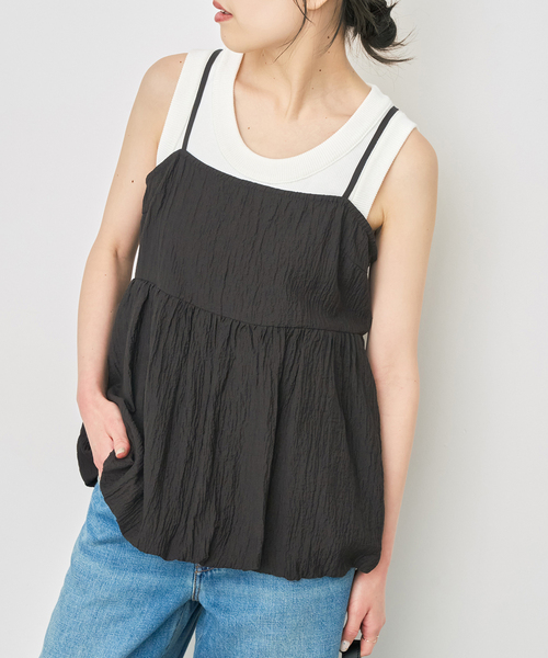Spick & Span(スピックアンドスパン)の「バルーンヘムキャミソール(キャミソール・レディース・ホワイト系その他/ブラック・FREE)」の1枚目の写真