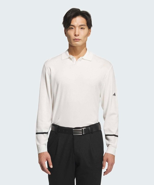 adidas(アディダス)の「ニット ポロシャツ 長袖【adidas Golf/アディダスゴルフ】(ポロシャツ・メンズ・オフホワイト・LARGE/MEDIUM/X-LARGE)」の1枚目の写真