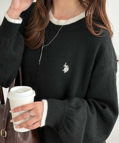 U.S. POLO ASSN.(ユーエスポロアッスン)の「GeeRA別注【U.S. POLO ASSN.】配色ゆるシルエットニットワンピース(ワンピース・レディース・ブラック/ベージュ・X-LARGE/LARGE/MEDIUM)」の8枚目の写真