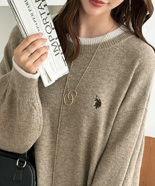 U.S. POLO ASSN.(ユーエスポロアッスン)の「GeeRA別注【U.S. POLO ASSN.】配色ゆるシルエットニットワンピース(ワンピース・レディース・ブラック/ベージュ・X-LARGE/LARGE/MEDIUM)」の12枚目の写真