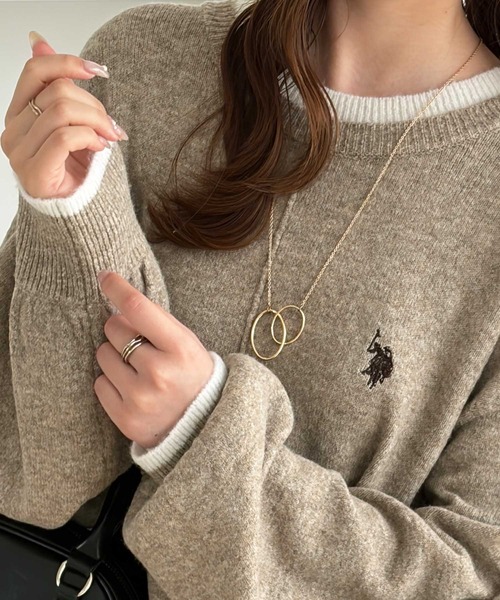 U.S. POLO ASSN.(ユーエスポロアッスン)の「GeeRA別注【U.S. POLO ASSN.】配色ゆるシルエットニットワンピース(ワンピース・レディース・ブラック/ベージュ・X-LARGE/LARGE/MEDIUM)」の13枚目の写真