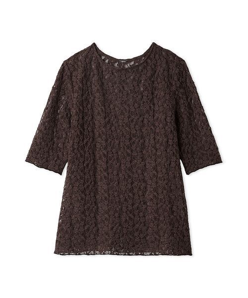 Mila Owen(ミラオーウェン)の「フラワーレース半袖Tシャツ(Tシャツ/カットソー・レディース・ホワイト/ブラック/ブラウン・F)」の1枚目の写真