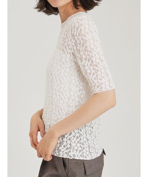 Mila Owen(ミラオーウェン)の「フラワーレース半袖Tシャツ(Tシャツ/カットソー・レディース・ホワイト/ブラック/ブラウン・F)」の7枚目の写真