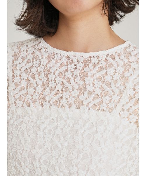 Mila Owen(ミラオーウェン)の「フラワーレース半袖Tシャツ(Tシャツ/カットソー・レディース・ホワイト/ブラック/ブラウン・F)」の9枚目の写真