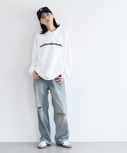 coca(coca)(コカ)の「ユース デニムダメージパンツ(デニムパンツ・レディース・ブラック/ライトブルー・L/M/S)」の3枚目の写真