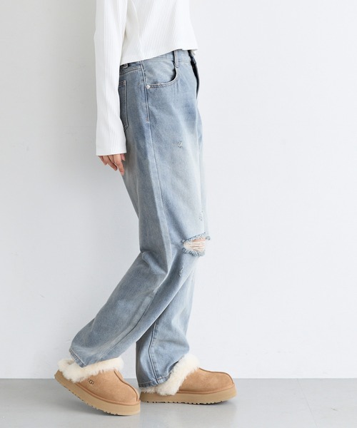 coca(coca)(コカ)の「ユース デニムダメージパンツ(デニムパンツ・レディース・ブラック/ライトブルー・L/M/S)」の7枚目の写真